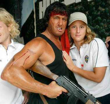Sofia Lundgren och Rambo, i Hollywood