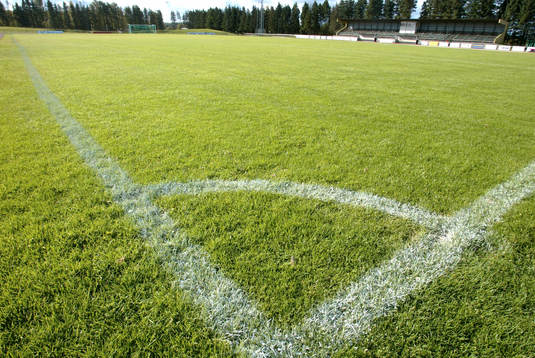 Fotboll, fotbollsplan, gräs, gräsplan, linjer, hörna