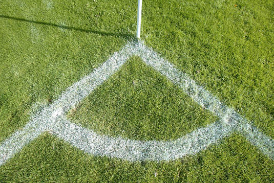 Fotboll, fotbollsplan, gräs, gräsplan, linjer, hörna