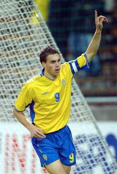 Jubel i svenska laget genom Johan Elmander