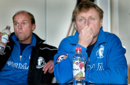 Ulf Larsson, tränare och Anders Grimberg, tränare,  depp