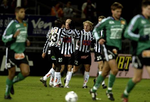 Landskrona-spelarna jublar