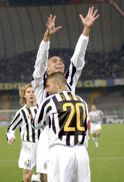 Trezeguet och Di Vaio,  Juventus, jubel