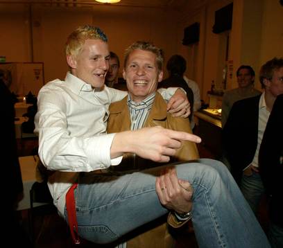 Trelleborg är klara för allsvenskan. Här festar Mats