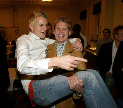 Trelleborg är klara för allsvenskan. Här festar Mats