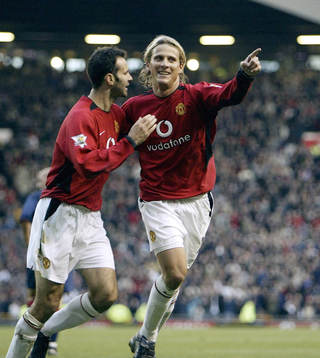 Diego Forlan och  Ryan Giggs, Manchester United, jubel
