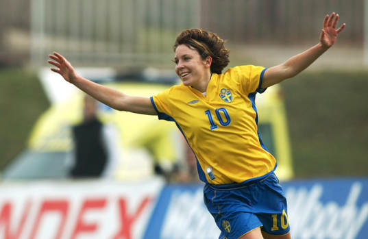 Hanna Ljungberg, gör 0-2 för Sverige, jubel