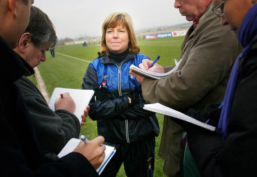 Marika Domanski Lyfors, förbundskapten. Press, journalist
