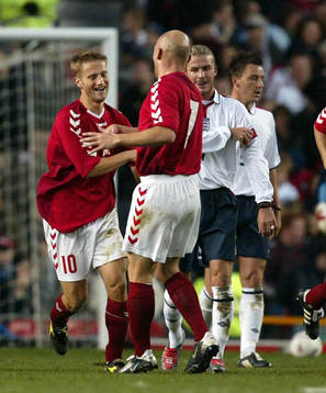 Danmark besegrade England, Martin Jörgensen firar