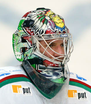 Henrik Lundqvist, målvakt, Frölunda. Hjälm,