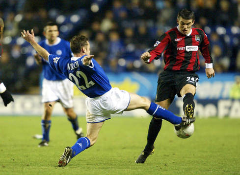 Man City's Joey Barton och Leicester's Paul Dickov