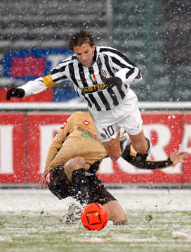 Del Piero, Juventus, fall. Snö, oväder