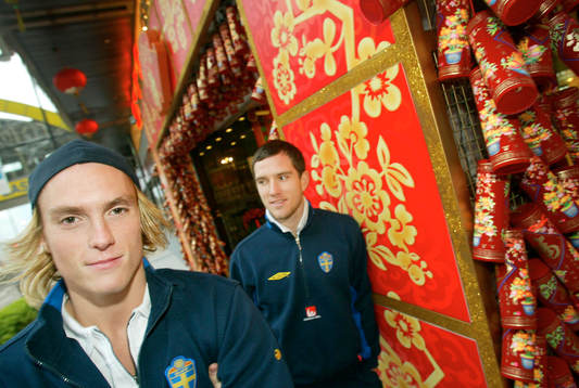 Fotboll, Sverige, träning, Lars Nilsson och Martin Ericsson