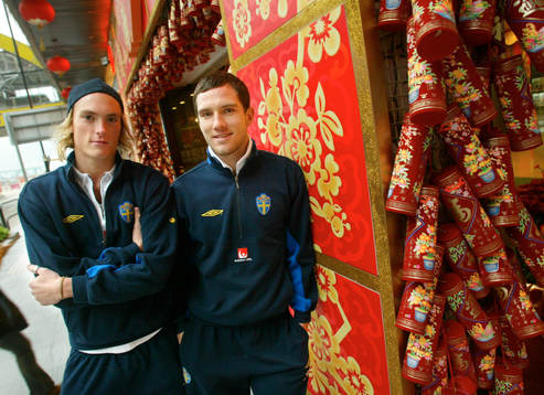 Fotboll, Sverige,  träning, Lars Nilsson och Martin