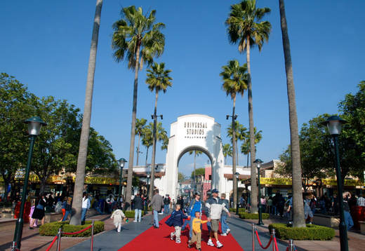 Universal Studios i Hollywood. Filmstad, turist, röd matta