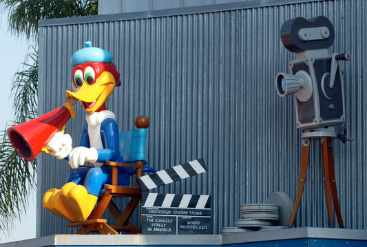 Universal Studios i Hollywood. Filmstad, figur, turist
