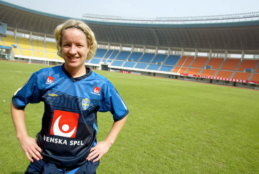 Victoria Svensson, på matcharenan i Shenzhen, Kina