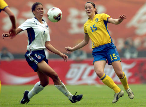 Förlust med 0-3  för Sverige. Therese Sjögran, Sverige