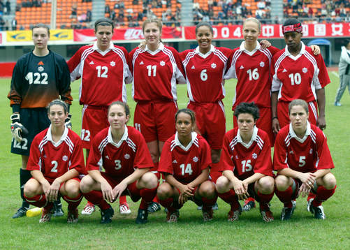 Taryn Swiatek, målvakt, Christine Sinclair, Randee Hermus,