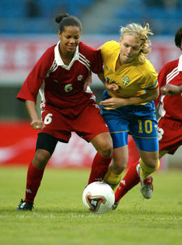 Fotboll, Sverige, dam, landslag, fyrnations , Kanada -
