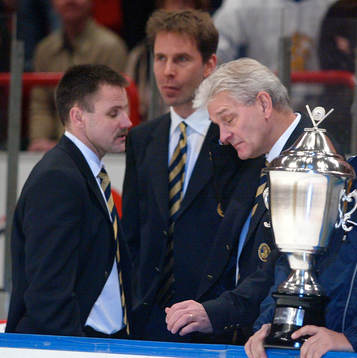 Tommy Samuelsson, Ulf Dahlén och Hardy Nilsson, coach,