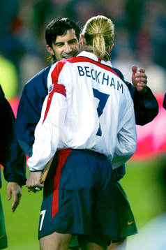 Luis Figo, Portugal och David Beckham, England