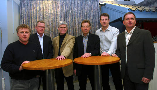 Sex allsvenska tränare, fr.v. Ulf Larsson, Trelleborg, Jan
