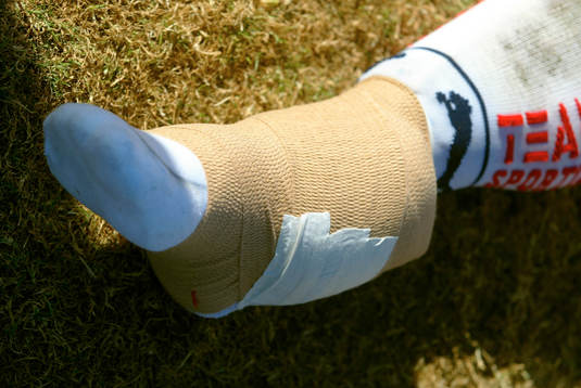 Fotboll, fot, bandage, skada