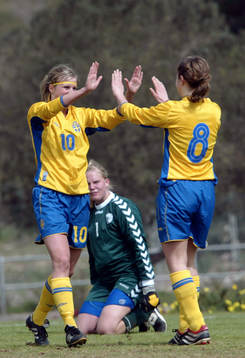 Sofie Andersson och Lena Andersson, jubel, Mette Pedersen,