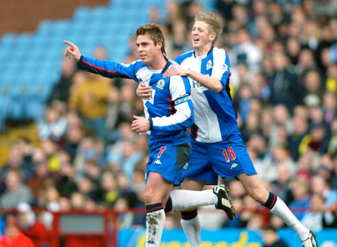 Garry Flitcroft och Jonathan Stead, Blackburn jublar