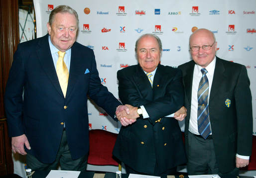 Lennart Johansson, UEFA president, Josef Blatter, FIFA