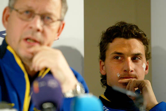 Lars Lagerbäck, förbundskapten och Zlatan Ibrahimovic,