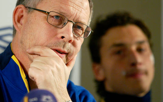 Lars Lagerbäck, förbundskapten och Zlatan Ibrahimovic,