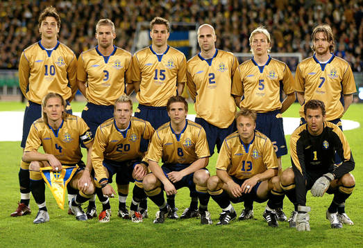 Lagbild, Sverige; Övre raden fr v. Zlatan Ibrahimovic,