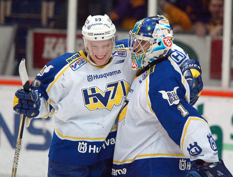 Andreas Jämtin, HV71 och Stefan Liv, målvakt, HV 71