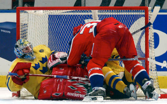 Henrik Lundqvist, målvakt,  höll nollan mot Rysland