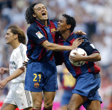 Patrick Kluivert och Luis Enrique, Barcelona, jubel, glädje