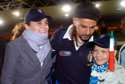 Fotboll, Roberto Baggio, Italien, med barnen