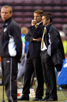 Patrick Englund och Neboja Novakovic, tränare, AIK