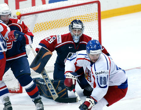 Ty Conklin, USA (Målvakt) och Jaromir Jagr, Tjeckien