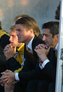 Patrick Englund och Nebojsa Novakovic, tränare AIK