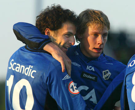 Sharbel Touma och Patrik Ingelsten, Halmstad. Jubel