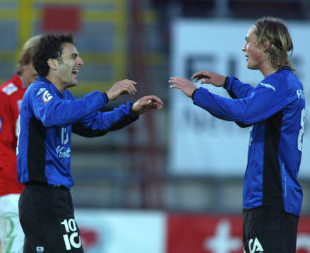 Sharbel Touma och Markus Rosenberg, Halmstad. Jubel