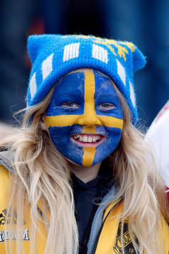 Supporter, ansiktsmålning, flicka, tjej