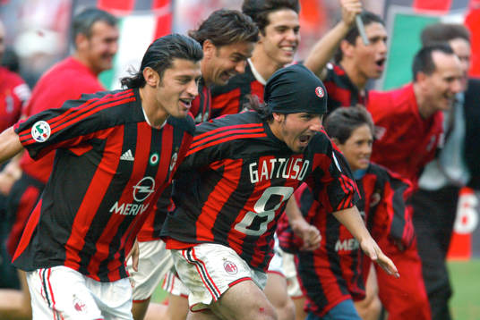 Milan. Kaladze och  Gattuso, jubel