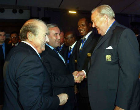 Lennart Johansson, President UEFA och Sepp Blatter,