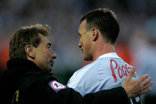 Tom Prahl, tränare Malmö och Patrik Andersson, Malmö