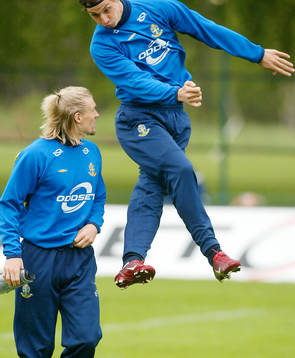 Johan Mjällby och Zlatan Ibrahimovic