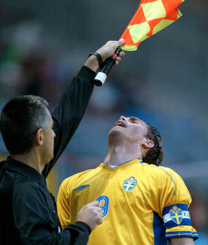 Johan Elmander, Sverige. Linjedomare, linjeman, flagga,
