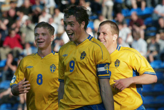 Johan Elmander, Samuel Holmén och Tobias Hysén, Sverige